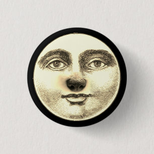 Vintage man in the moon puppy dog nose whimsical 1 inch round button