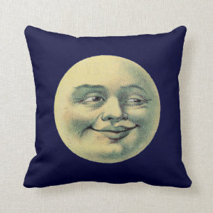 Vintage Man in the Moon Throw Pillow