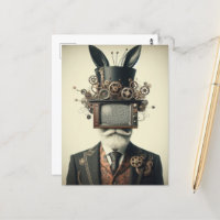 Vintage Man With a TV on His Head Rabbit Ears