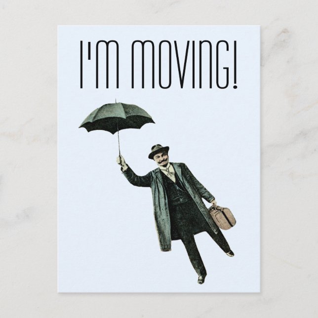 Vintage Man with Umbrella Announcement Postcard (Front)