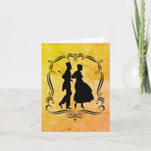Vintage Man Woman Party Silhouette Note Card