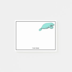 Vintage Manatee Drawing Aqua Post-it Notes