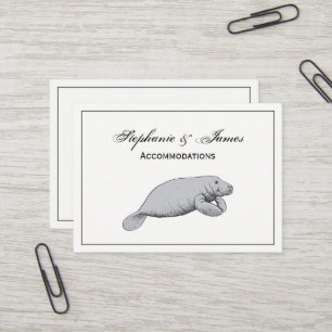 Vintage Manatee Drawing Business Card