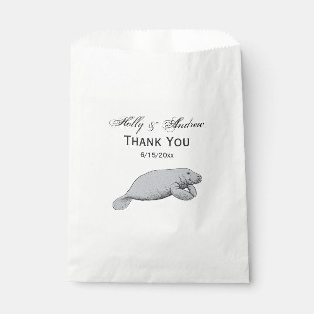 Vintage Manatee Drawing Favour Bag (Front)