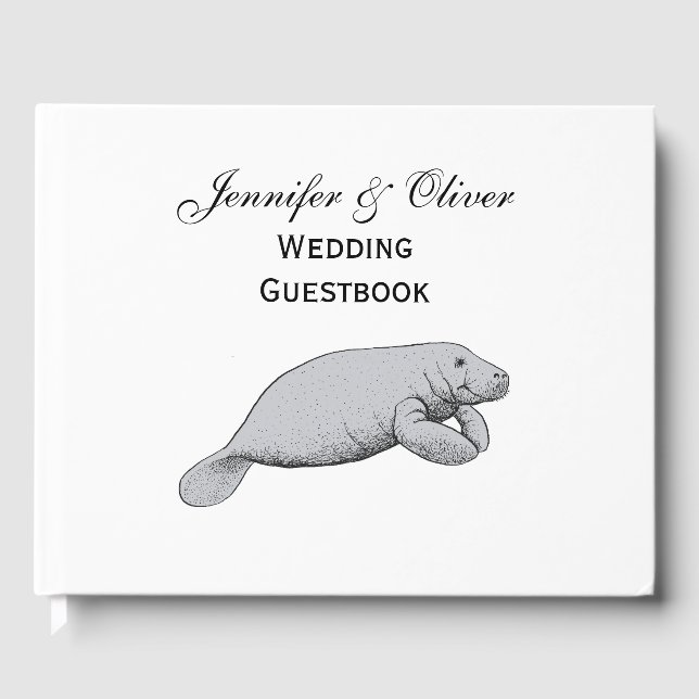 Vintage Manatee Drawing Guest Book (Front)