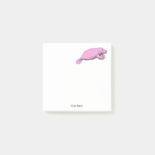 Vintage Manatee Drawing Pink Post-it Notes
