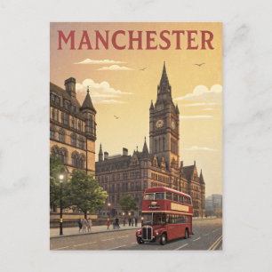 Vintage Manchester Town Hall Travel Postcard