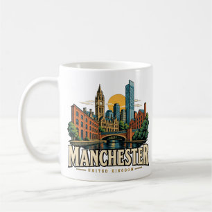 Vintage Manchester United Kingdom Travel Art Coffee Mug