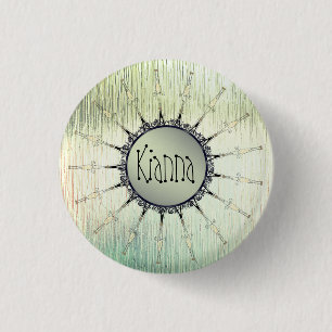 Vintage Mandala on Minty Frosted Glass  1 Inch Round Button