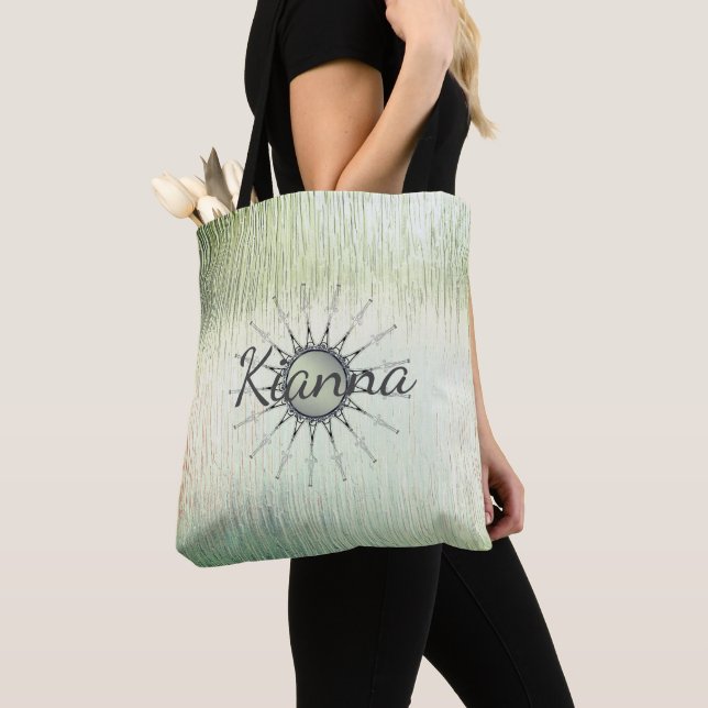 Vintage Mandala on Minty Frosted Glass Tote Bag (Close Up)