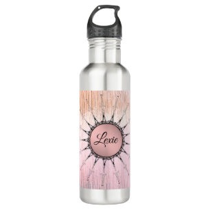 Vintage Mandala on Peachy Pink Frosted Glass  710 Ml Water Bottle
