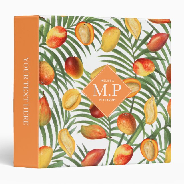 Vintage Mango & Greenery Summer Fruit Monogram Binder (Front/Spine)