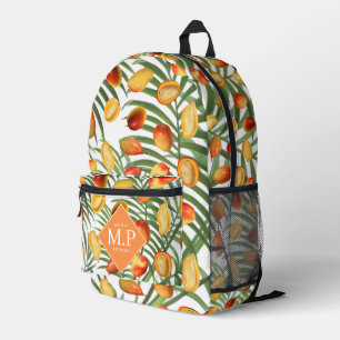 Vintage Mango & Greenery Summer Fruit Monogram Printed Backpack