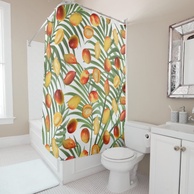 Vintage Mango & Greenery Summer Fruit Pattern (In Situ)