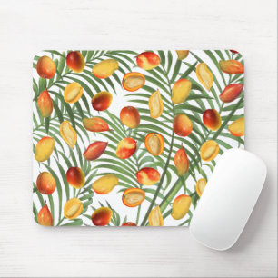 Vintage Mango & Greenery Summer Fruit Pattern Mouse Pad
