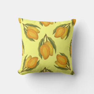 Vintage Mango: Tropical Hand-Drawn Pattern. Throw Pillow