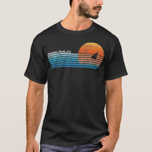 Vintage Manhattan Beach CA Retro 80s Fin Sunset T-Shirt