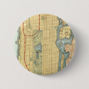 Vintage Manhattan New York City Map 2 Inch Round Button