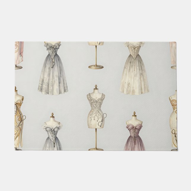 Vintage Mannequin Ballgown Pattern Doormat (Front)