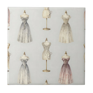 Vintage Mannequin Ballgown Pattern Tile