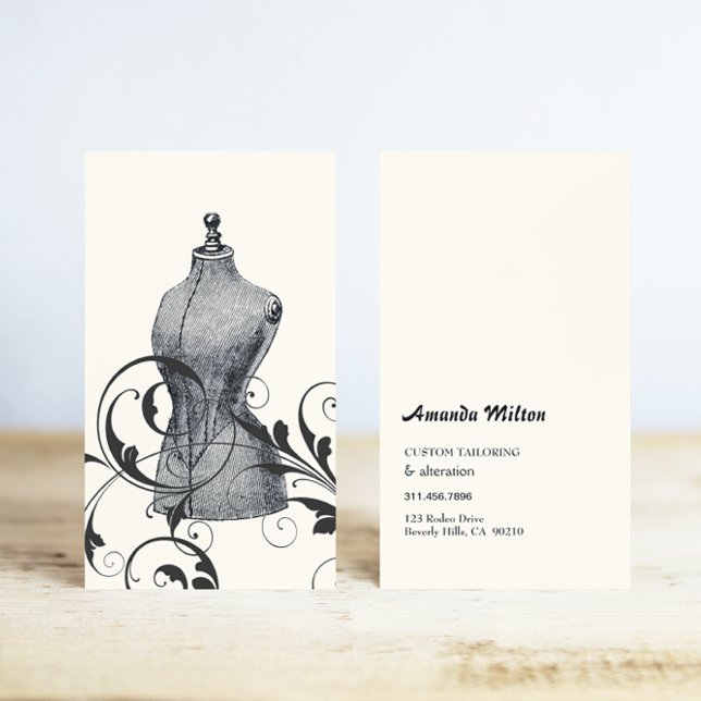 Vintage Mannequin Seamstress Fashion Sewing Business Card (Creator Uploaded)
