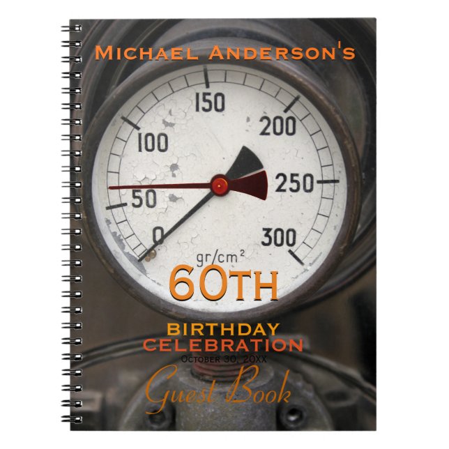 Vintage Manometer 60th Birthday Guest Book (Front)