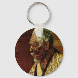 Vintage Maori Art by CF Goldie Keychains