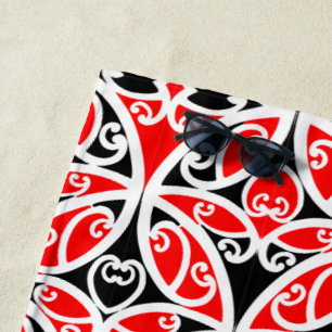 Vintage Maori New Zealand Tribal Art Pattern Beach Towel