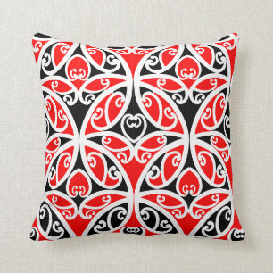 Vintage Maori New Zealand Tribal Art Pattern Throw Pillow