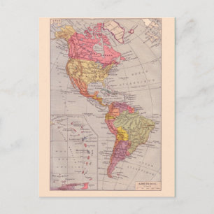 Vintage map, 1920, America, north and south Postcard