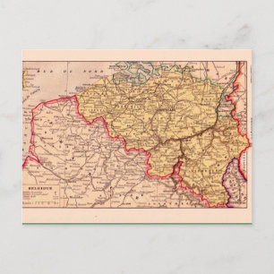 Vintage map, 1920, Belgium Postcard