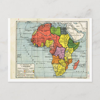 Vintage map, 1920, French, La partage d'Afrique Postcard