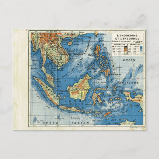 Vintage map, 1920,  Indochine et Insulinde Postcard