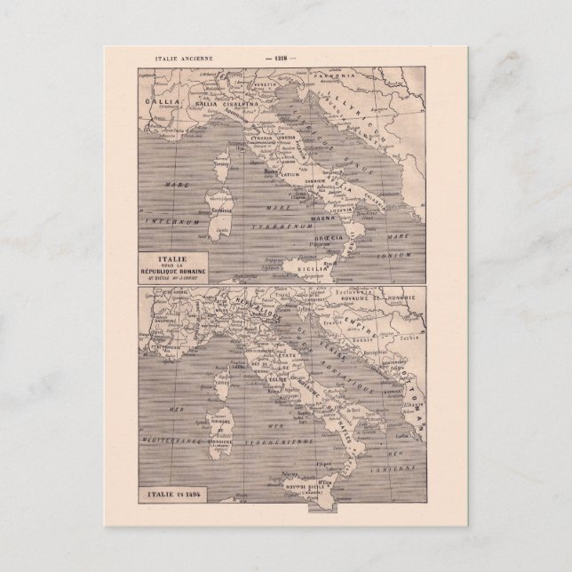 Vintage map, 1920,  Italy Postcard (Front)