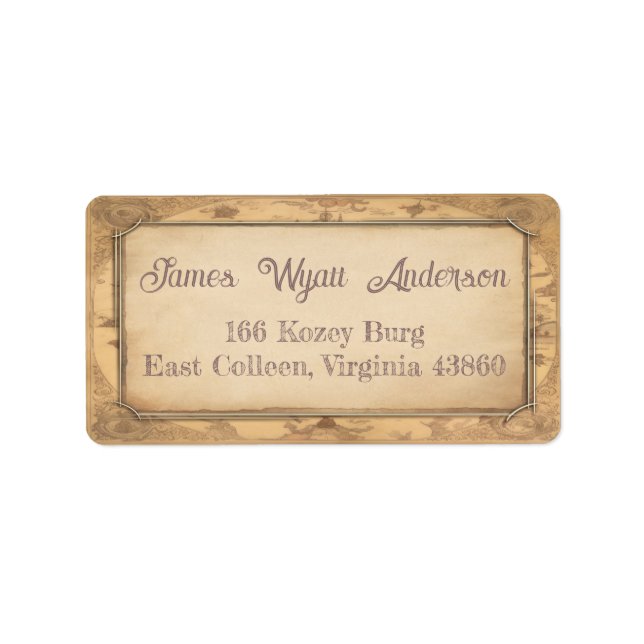 Vintage Map. Address / Shipping / Book Label (Front)