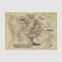 Vintage Map and Globe with Gold Ornate Frame