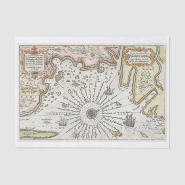 Vintage map art decoupage tissue paper (Front)