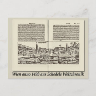 Vintage map Austria Schedls Weltchronik 1493 Postcard