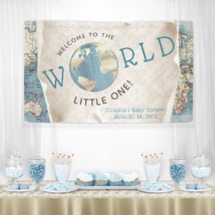 Vintage Map Baby Shower Banners