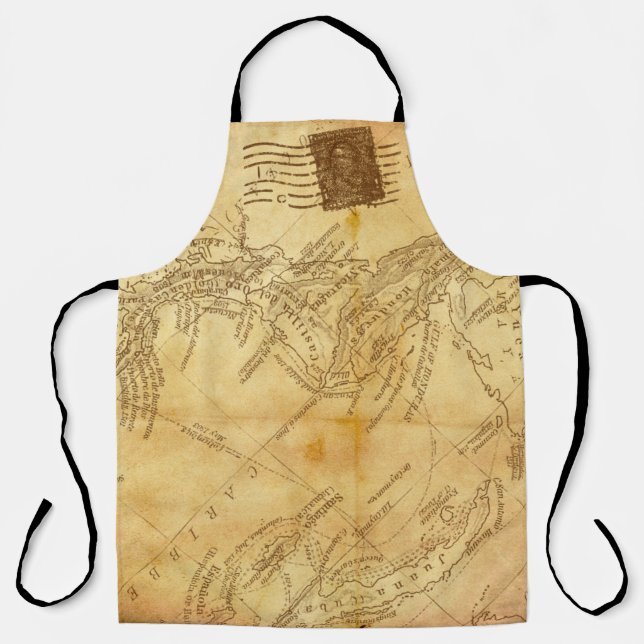 Vintage map background paper apron (Front)
