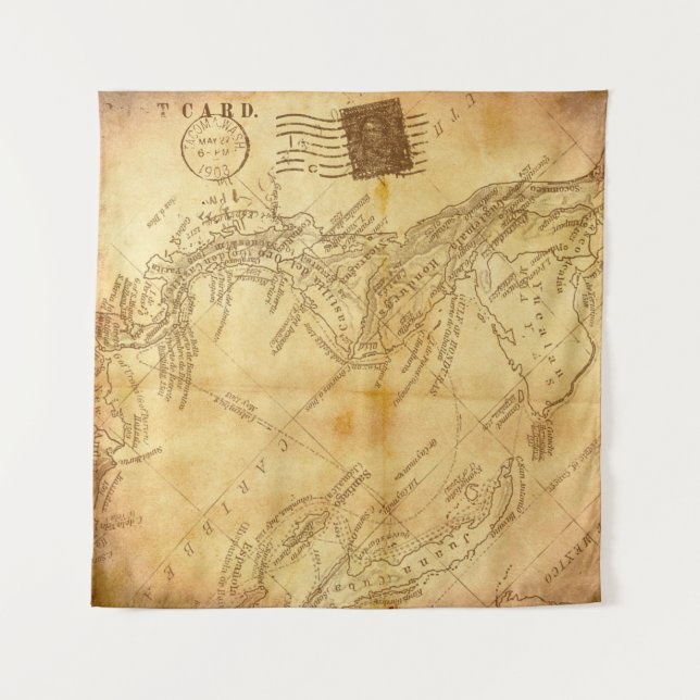 Vintage map background paper tapestry (Front)