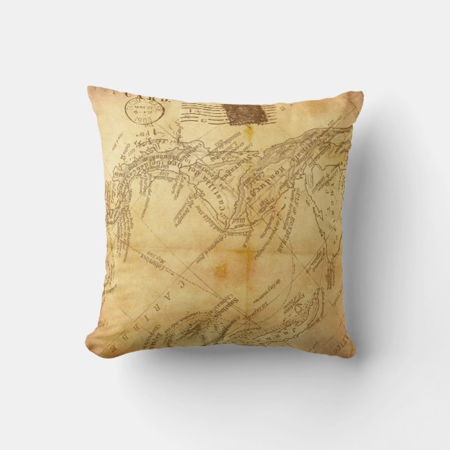 Vintage map background paper throw pillow (Front)