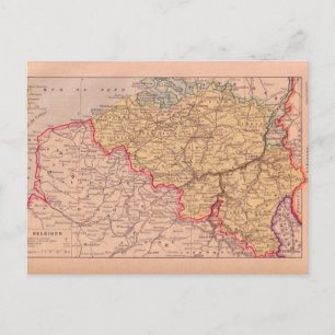 Vintage map, Belgium, circa 1920 Postcard