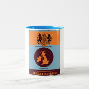 Vintage map book cover of Great Britain. Two-Tone Coffee Mug