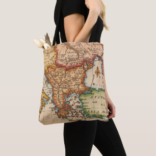 Vintage Map Brown Tote Bag