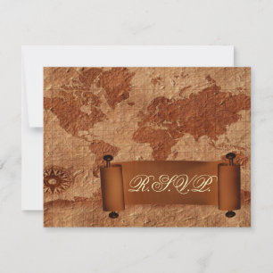 vintage map destination wedding rsvp cards