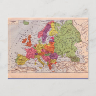 Vintage map, Europe circa 1920 Postcard