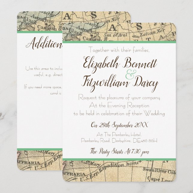 Vintage Map Evening Invitation (Front/Back)