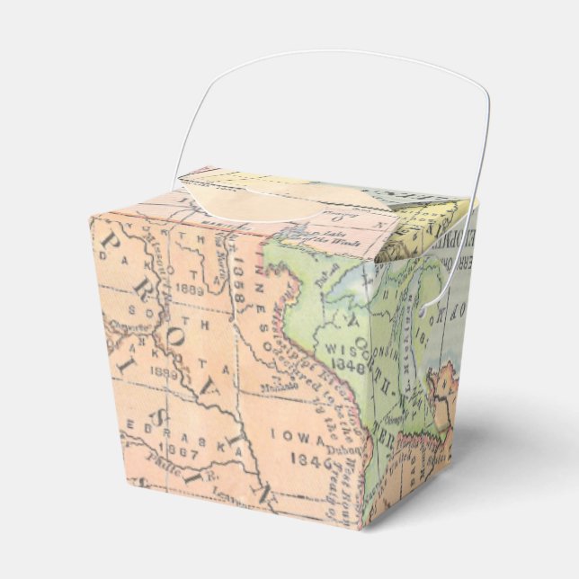 Vintage Map Favor Box (Front Side)