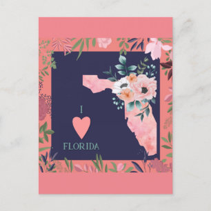 Vintage Map Florida USA  Holiday Postcard